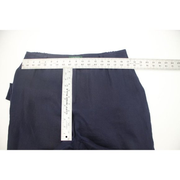 Lauren Ralph Lauren‎ Women W34 Flat front silk linen pants navy blue pockets - Picture 7 of 11